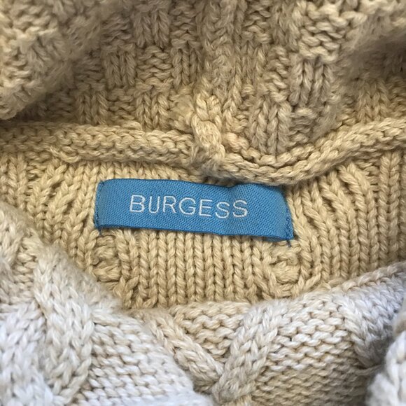 Burgess Cable Knit Fisherman Sweater Womens Small Cream Turtleneck Long Sleeve - Picture 5 of 12